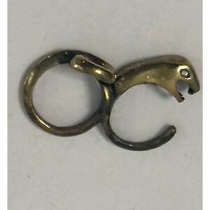 Vintage Double Finger Snake Ring Brass Serpent Jewelry with Silver Plating 5.5